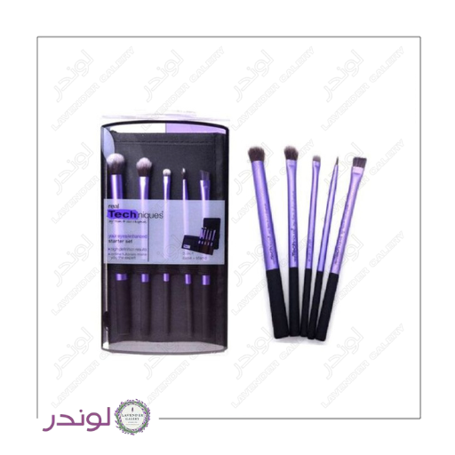 brush real technique ست براش سایه ست براش 5 عددی کیف دار آرایش چشم ریل تکنیک مدل Enhanced Eyesa