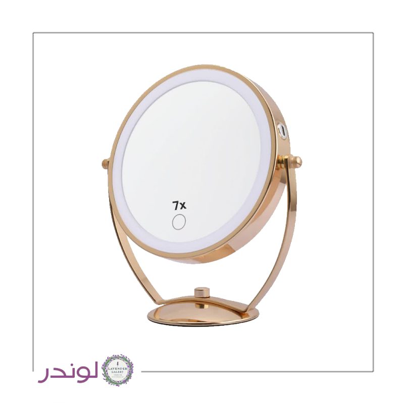 آینه رینگ لایت ۷ برابر پایه کوتاه شارژی با نور LED و بزرگنمایی ۷X