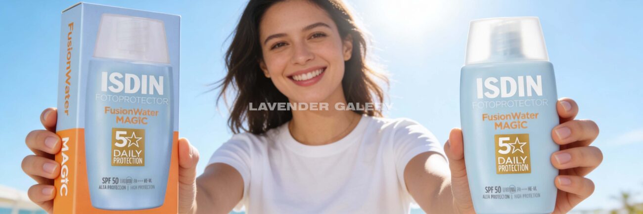 ضد آفتاب ایزدین فیوژن واتر مجیک SPF50 بدون رنگ با بافت فوق سبک و جذب سریع