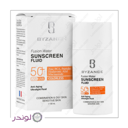 فلوئید ضد آفتاب بی رنگ بیزانس مدل فیوژن واتر برای پوست چرب و مختلط